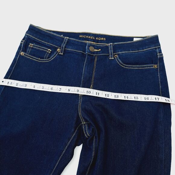 Michael Kors Izzy Skinny Fitted Denim Jeans Mid-Rise Dark Wash Sz 8 - Picture 7 of 13